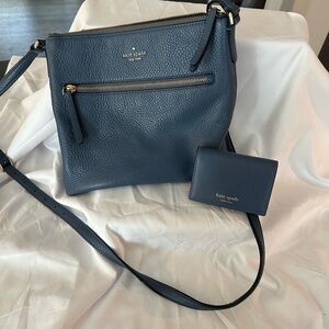 kate spade Navy Pebbled Leather Crossbody with Matching Wallet